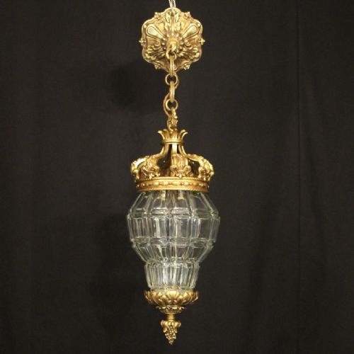 FRENCH GILDED BRONZE 19TH CENTURY VERSAILLES ANTIQUE HALL LANTERN - ADDITIONAL PHOTO 1