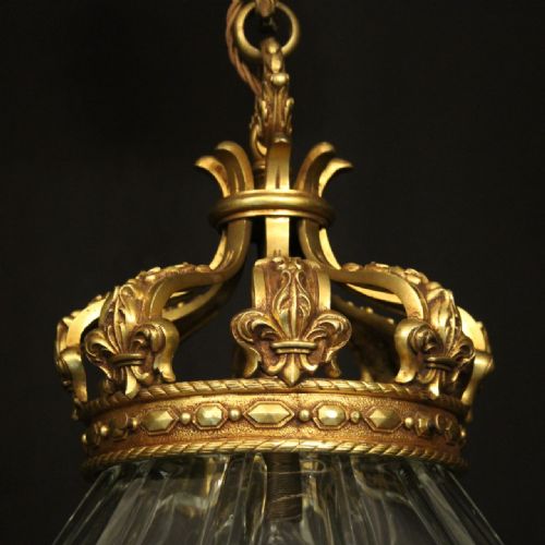 FRENCH GILDED BRONZE 19TH CENTURY VERSAILLES ANTIQUE HALL LANTERN - ADDITIONAL PHOTO 2