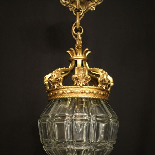 FRENCH GILDED BRONZE 19TH CENTURY VERSAILLES ANTIQUE HALL LANTERN - ADDITIONAL PHOTO 5