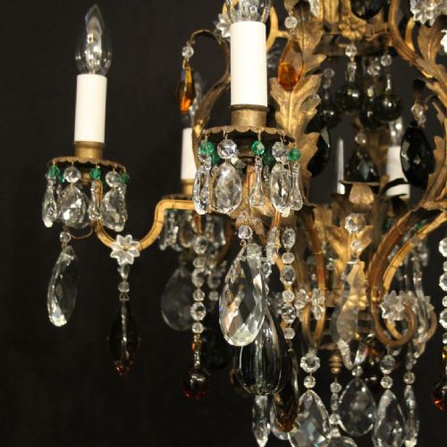 ITALIAN TOLEWARE 6 LIGHT ANTIQUE CHANDELIER - ADDITIONAL PHOTO 2