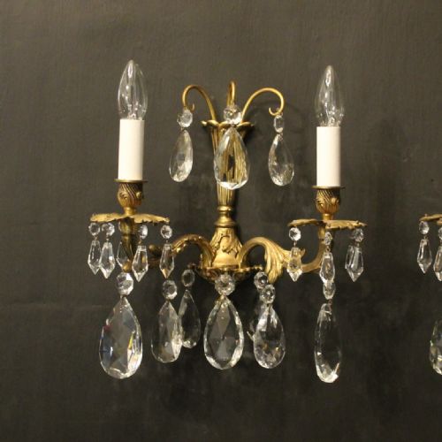 FRENCH PAIR OF BRONZE TWIN ARM ANTIQUE WALL LIGHTS - ADDITIONAL PHOTO 1