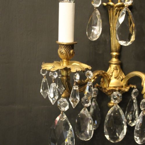 FRENCH PAIR OF BRONZE TWIN ARM ANTIQUE WALL LIGHTS - ADDITIONAL PHOTO 2