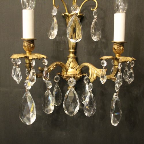 FRENCH PAIR OF BRONZE TWIN ARM ANTIQUE WALL LIGHTS - ADDITIONAL PHOTO 4