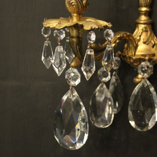 FRENCH PAIR OF BRONZE TWIN ARM ANTIQUE WALL LIGHTS - ADDITIONAL PHOTO 8