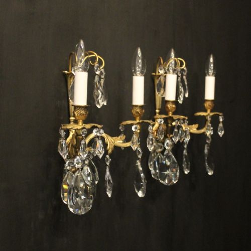 FRENCH PAIR OF BRONZE TWIN ARM ANTIQUE WALL LIGHTS - ADDITIONAL PHOTO 9