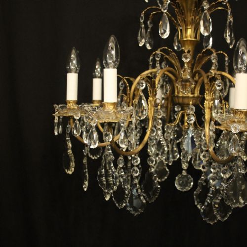 FRENCH GILDED BRONZE CRYSTAL 8 LIGHT ANTIQUE CHANDELIER - ADDITIONAL PHOTO 1