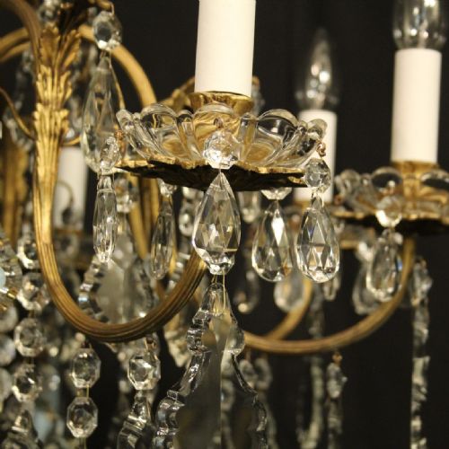 FRENCH GILDED BRONZE CRYSTAL 8 LIGHT ANTIQUE CHANDELIER - ADDITIONAL PHOTO 2