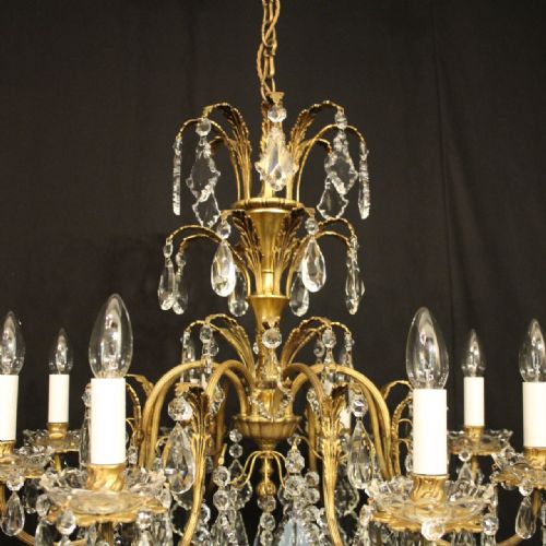 FRENCH GILDED BRONZE CRYSTAL 8 LIGHT ANTIQUE CHANDELIER - ADDITIONAL PHOTO 3