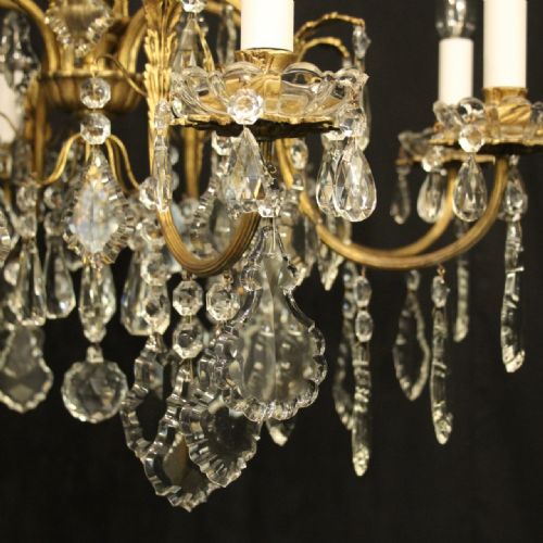 FRENCH GILDED BRONZE CRYSTAL 8 LIGHT ANTIQUE CHANDELIER - ADDITIONAL PHOTO 4