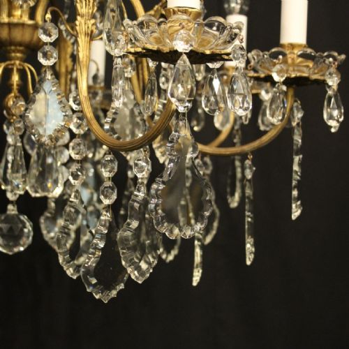 FRENCH GILDED BRONZE CRYSTAL 8 LIGHT ANTIQUE CHANDELIER - ADDITIONAL PHOTO 5