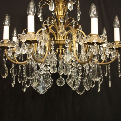 FRENCH GILDED BRONZE CRYSTAL 8 LIGHT ANTIQUE CHANDELIER - ADDITIONAL PHOTO 6