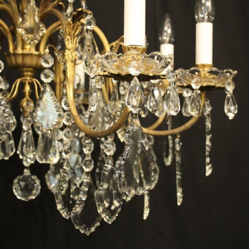 FRENCH GILDED BRONZE CRYSTAL 8 LIGHT ANTIQUE CHANDELIER - ADDITIONAL PHOTO 7