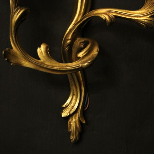 FRENCH PAIR OF GILDED BRONZE ANTIQUE WALL SCONCES - ADDITIONAL PHOTO 8