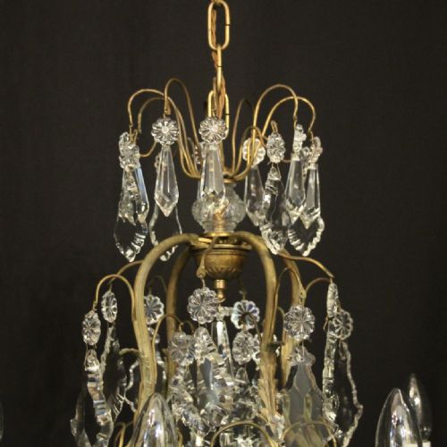 FRENCH GILDED 9 LIGHT ANTIQUE CRYSTAL ANTIQUE CHANDELIER - ADDITIONAL PHOTO 8