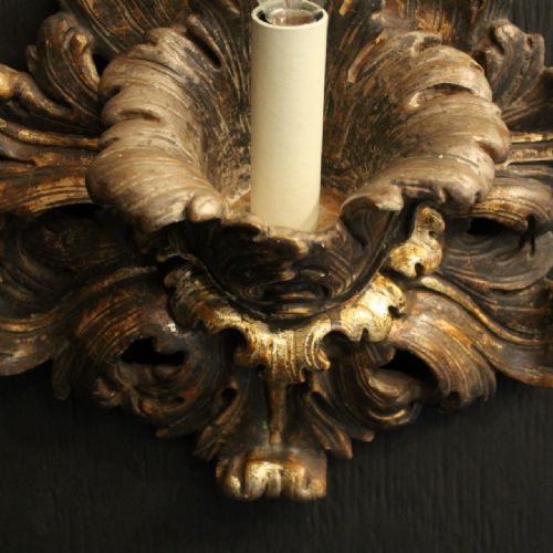ITALIAN PAIR OF FLORENTINE GILTWOOD ANTIQUE WALL LIGHTS - ADDITIONAL PHOTO 6