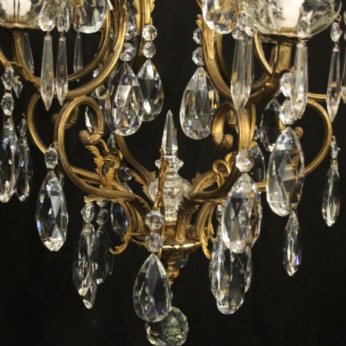 FRENCH GILDED 7 LIGHT ANTIQUE CRYSTAL CHANDELIER - ADDITIONAL PHOTO 7