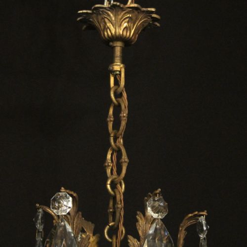 FRENCH GILDED 7 LIGHT ANTIQUE CRYSTAL CHANDELIER - ADDITIONAL PHOTO 9