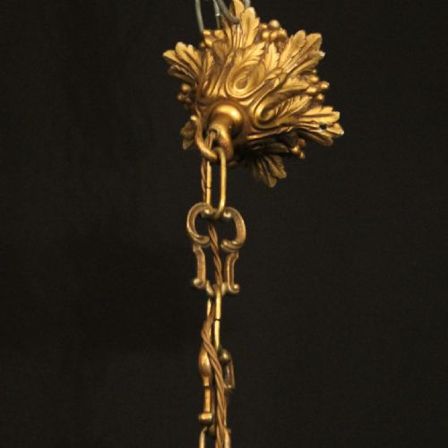 FRENCH GILDED SPELTER 6 LIGHT CHANDELIER - ADDITIONAL PHOTO 9