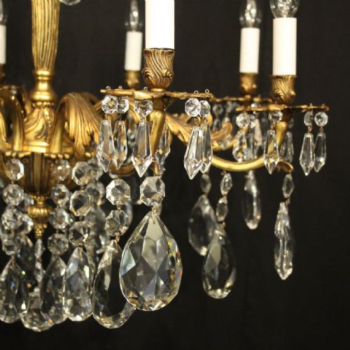 FRENCH GILDED BRONZE 8 LIGHT ANTIQUE CHANDELIER - ADDITIONAL PHOTO 3
