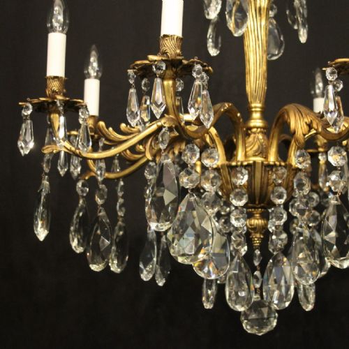 FRENCH GILDED BRONZE 8 LIGHT ANTIQUE CHANDELIER - ADDITIONAL PHOTO 6