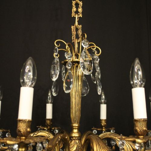 FRENCH GILDED BRONZE 8 LIGHT ANTIQUE CHANDELIER - ADDITIONAL PHOTO 7