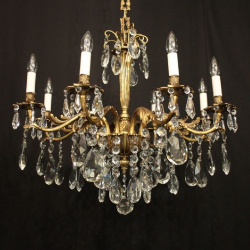 FRENCH GILDED BRONZE 8 LIGHT ANTIQUE CHANDELIER - ADDITIONAL PHOTO 8