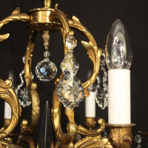 FRENCH GILDED BRONZE CRYSTAL 8 LIGHT ANTIQUE CHANDELIER - ADDITIONAL PHOTO 8