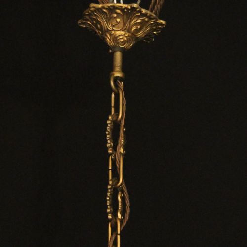 FRENCH GILDED BRONZE CRYSTAL 8 LIGHT ANTIQUE CHANDELIER - ADDITIONAL PHOTO 9