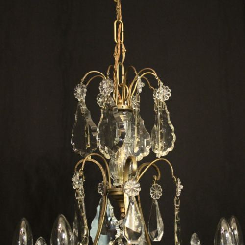FRENCH GILDED CRYSTAL 6 LIGHT ANTIQUE CRYSTAL CHANDELIER - ADDITIONAL PHOTO 8