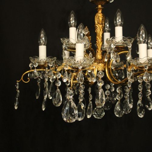 ITALIAN 9 LIGHT GILDED ANTIQUE CHANDELIER - ADDITIONAL PHOTO 1