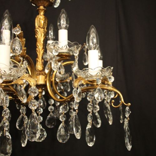 ITALIAN 9 LIGHT GILDED ANTIQUE CHANDELIER - ADDITIONAL PHOTO 2