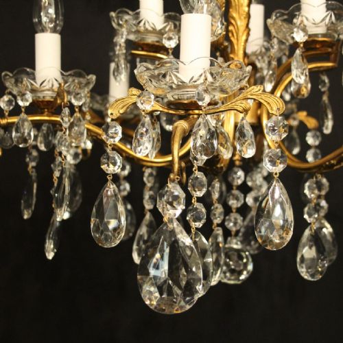 ITALIAN 9 LIGHT GILDED ANTIQUE CHANDELIER - ADDITIONAL PHOTO 4