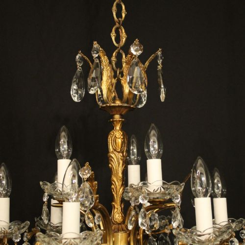 ITALIAN 9 LIGHT GILDED ANTIQUE CHANDELIER - ADDITIONAL PHOTO 5