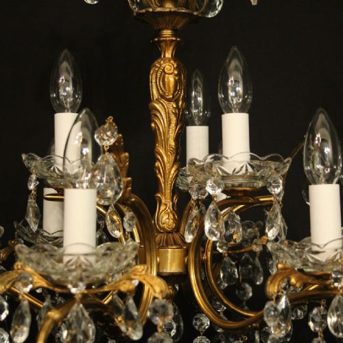 ITALIAN 9 LIGHT GILDED ANTIQUE CHANDELIER - ADDITIONAL PHOTO 6