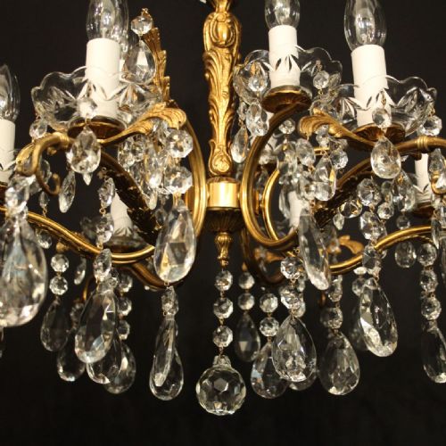 ITALIAN 9 LIGHT GILDED ANTIQUE CHANDELIER - ADDITIONAL PHOTO 7