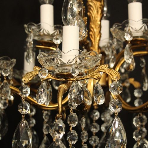 ITALIAN 9 LIGHT GILDED ANTIQUE CHANDELIER - ADDITIONAL PHOTO 8