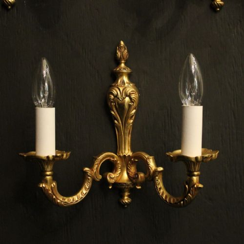 FRENCH SET OF 3 TRIPLE ARM ANTIQUE WALL LIGHTS - ADDITIONAL PHOTO 1