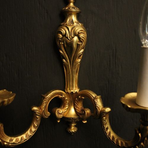 FRENCH SET OF 3 TRIPLE ARM ANTIQUE WALL LIGHTS - ADDITIONAL PHOTO 2