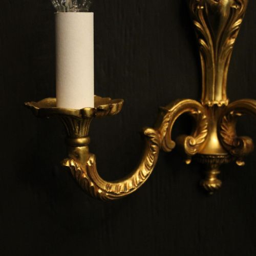 FRENCH SET OF 3 TRIPLE ARM ANTIQUE WALL LIGHTS - ADDITIONAL PHOTO 3