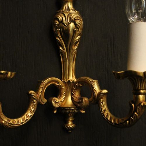 FRENCH SET OF 3 TRIPLE ARM ANTIQUE WALL LIGHTS - ADDITIONAL PHOTO 5