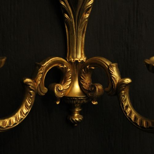 FRENCH SET OF 3 TRIPLE ARM ANTIQUE WALL LIGHTS - ADDITIONAL PHOTO 7