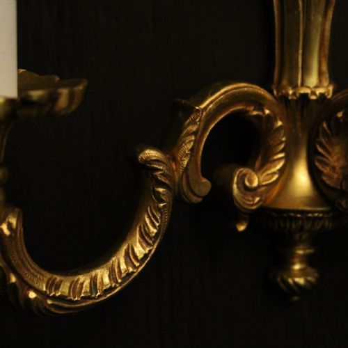 FRENCH SET OF 3 TRIPLE ARM ANTIQUE WALL LIGHTS - ADDITIONAL PHOTO 8