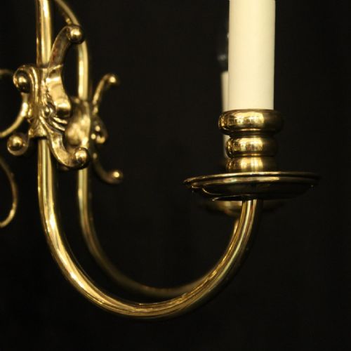FLEMISH PAIR OF 6 LIGHT BRASS CHANDELIERS - ADDITIONAL PHOTO 6