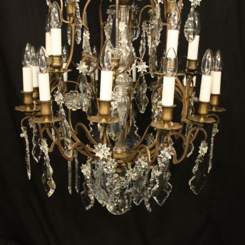 FRENCH BRONZE 18 LIGHT DOUBLE TIERED ANTIQUE CHANDELIER - ADDITIONAL PHOTO 1