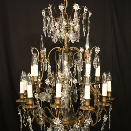 FRENCH BRONZE 18 LIGHT DOUBLE TIERED ANTIQUE CHANDELIER - ADDITIONAL PHOTO 2