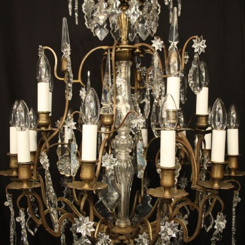 FRENCH BRONZE 18 LIGHT DOUBLE TIERED ANTIQUE CHANDELIER - ADDITIONAL PHOTO 3