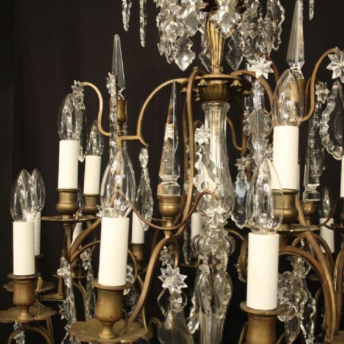 FRENCH BRONZE 18 LIGHT DOUBLE TIERED ANTIQUE CHANDELIER - ADDITIONAL PHOTO 4