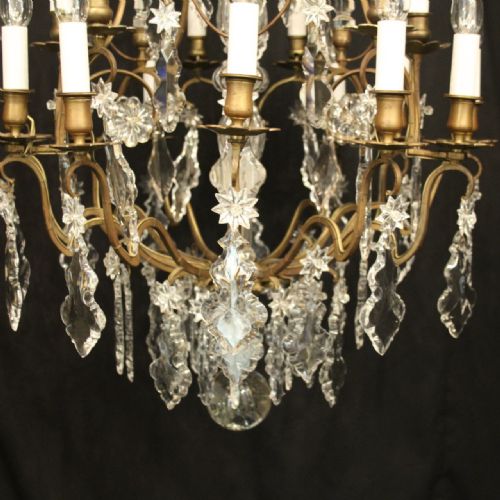 FRENCH BRONZE 18 LIGHT DOUBLE TIERED ANTIQUE CHANDELIER - ADDITIONAL PHOTO 6