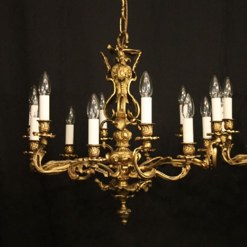 FRENCH PAIR OF 12 LIGHT DOUBLE TIERED CHANDELIERS - ADDITIONAL PHOTO 1