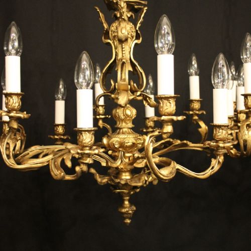 FRENCH PAIR OF 12 LIGHT DOUBLE TIERED CHANDELIERS - ADDITIONAL PHOTO 2